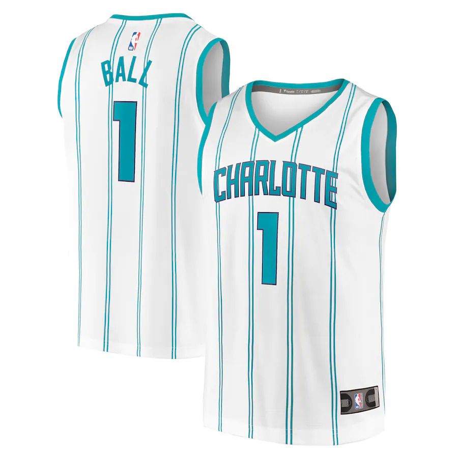 Men Charlotte Hornets #1 LaMelo Ball Fanatics Branded White 2022-23 Fast Break Replica NBA Jersey